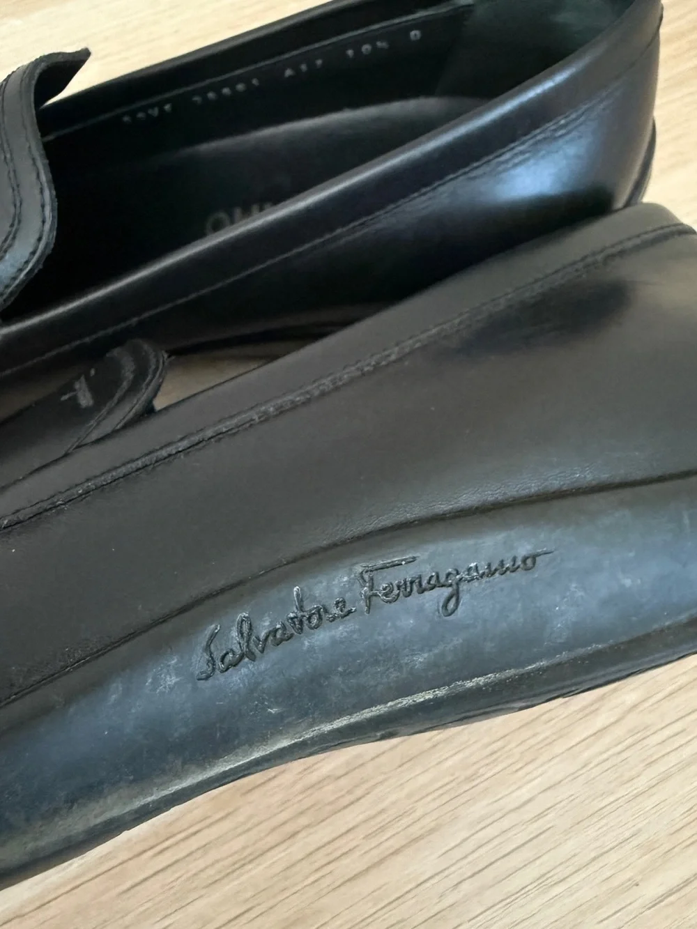 Salvatore Ferragamo Black Leather Slip-On Loafers Men’s size 10.5